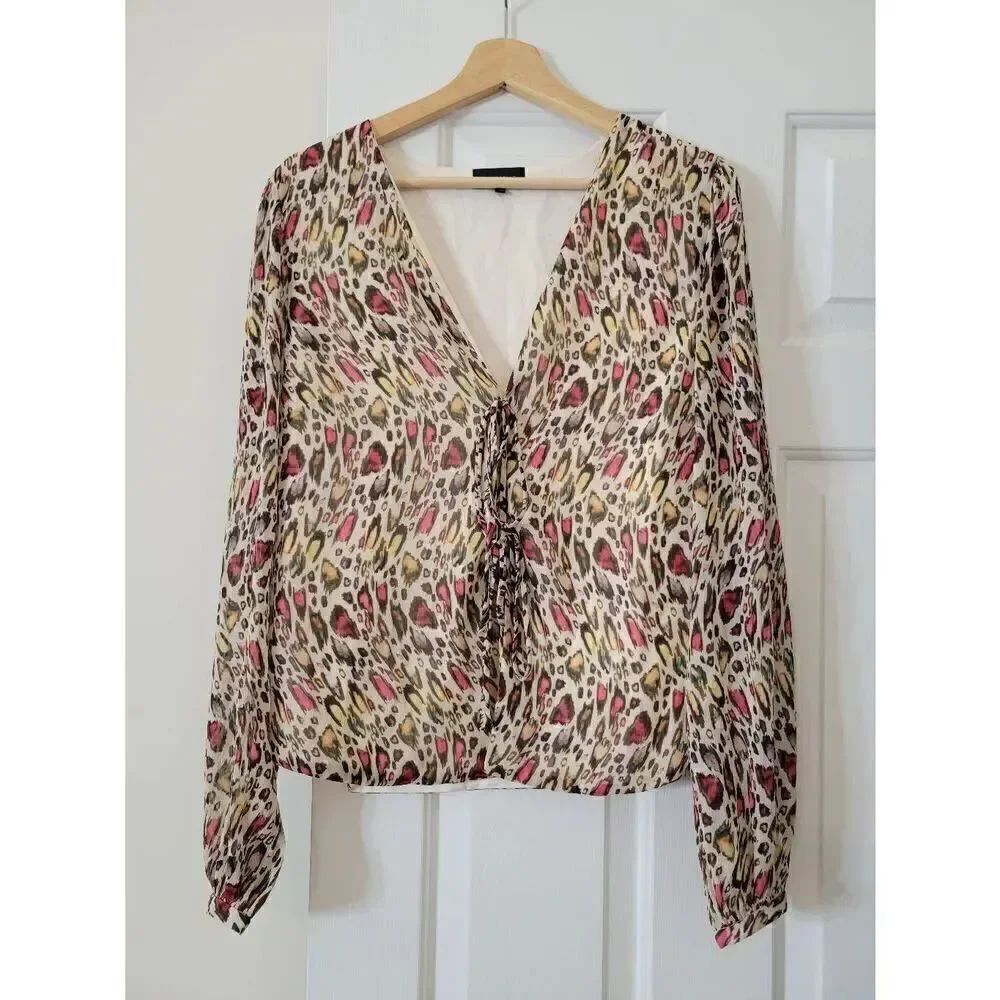 Majorelle animal print pink brown blouse M